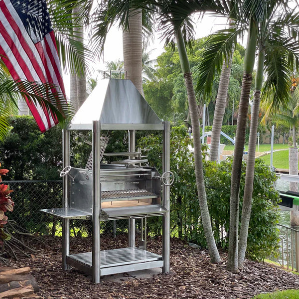 Tagwood The BEAST Argentine Santa Maria Style Wood Fire & Charcoal Gaucho Grill - All Stainless Steel