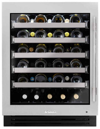 True Residential ADA Height 24" Stainless Glass Left-Hinge Single Zone Undercounter Wine Cabinet