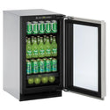 U-Line Glass Refrigerator 18" Reversible Hinge Stainless Frame 115v