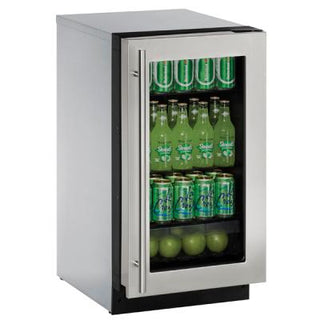 U-Line Glass Refrigerator 18" Reversible Hinge Stainless Frame 115v
