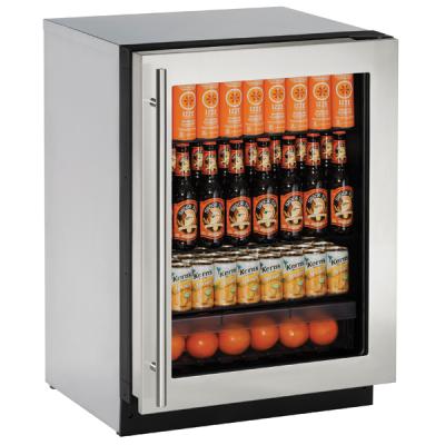 U-Line Glass Refrigerator 24" Reversible Hinge Stainless Frame 115v