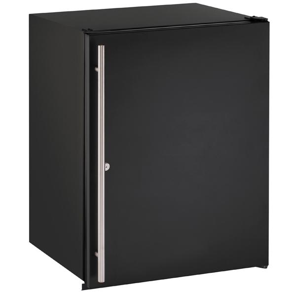 U-Line Solid Refrigerator 24" Lock Reversible Hinge Black Solid 115v