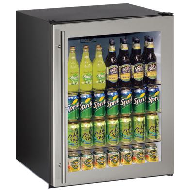 U-Line Glass Refrigerator 24" Lock Reversible Hinge Stainless Frame 115v