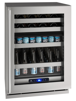 U-Line Beverage Center 24" Dual Zone Reversible Hinge Stainless Frame 115v