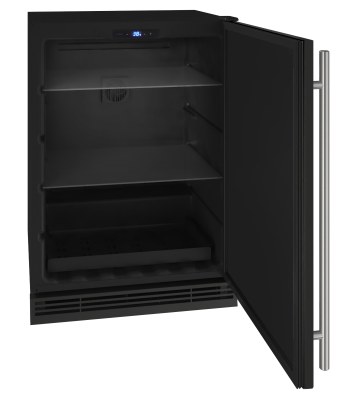 U-Line Solid Refrigerator 24" Reversible Hinge Black Solid 115v
