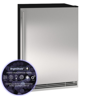 U-Line Solid Refrigerator 24" Reversible Hinge Stainless Solid 115v BrightShield