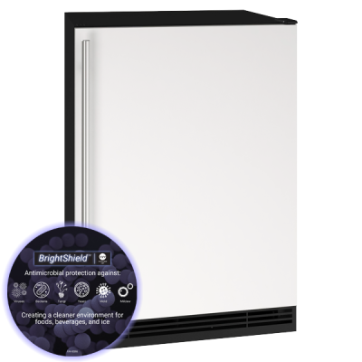 U-Line Solid Refrigerator 24" Reversible Hinge White Solid 115v BrightShield