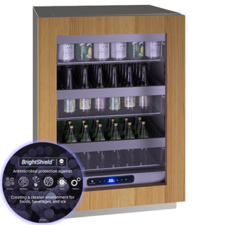 U-Line Glass Refrigerator 24" Reversible Hinge Integrated Frame 115v BrightShield