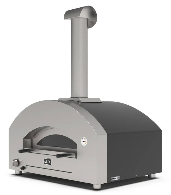Alfa Futuro 4 Pizze Gas-Fired Pizza Oven in Silver Black