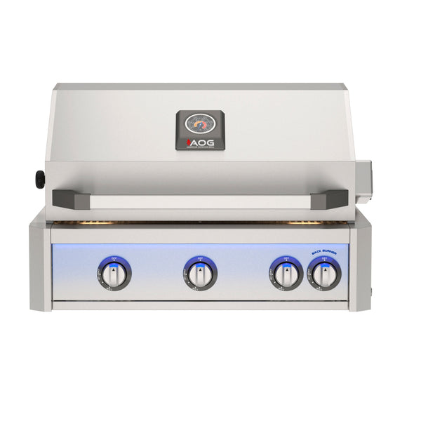 American Outdoor Grill 30 inch L-Series built-in gas grill in stainless steel with rear infrared burner and rotisserie kit