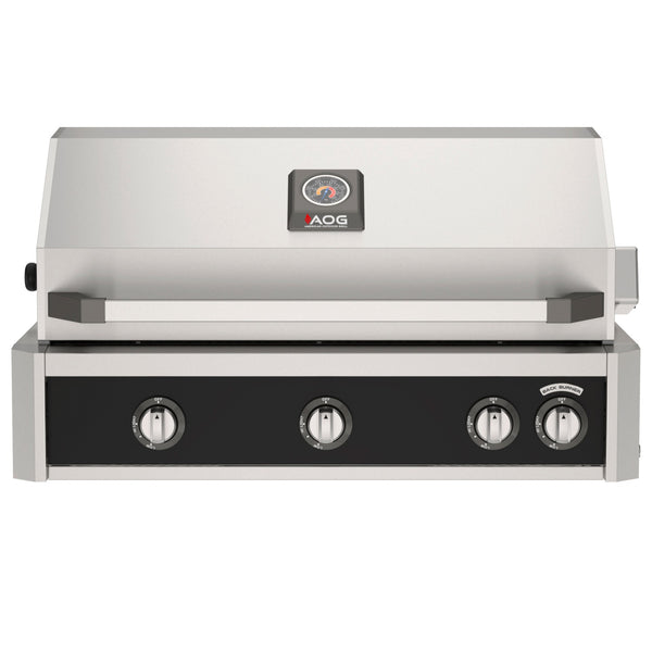 American Outdoor Grill 36 inch L-Series built-in gas grill in black with rear infrared burner and rotisserie kit
