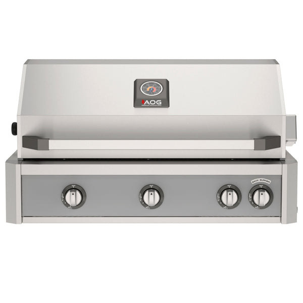 American Outdoor Grill 36 inch L-Series built-in gas grill in gray with rear infrared burner and rotisserie kit