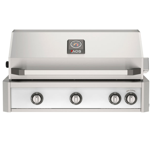 American Outdoor Grill 36 inch L-Series built-in gas grill in white with rear infrared burner and rotisserie kit