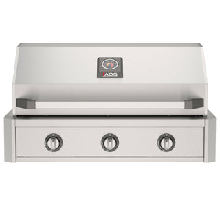 American Outdoor Grill 36-Inch T-Series Built-In Stainless Steel Gas Grill, 3-Burner Built-In Grill with Analog Thermometer, Front View