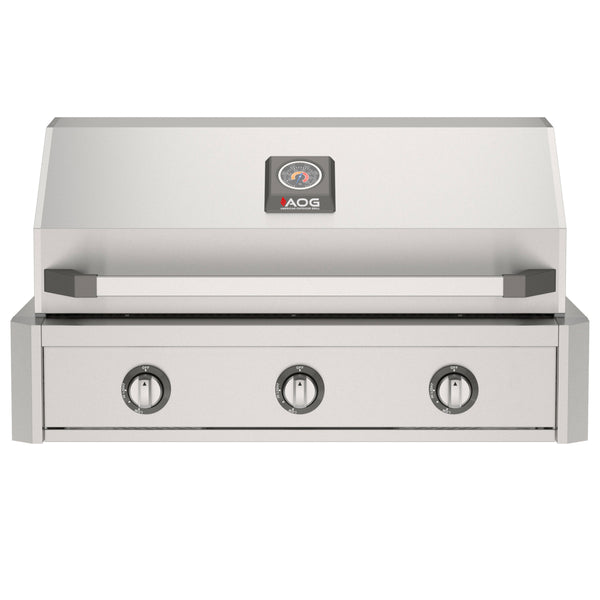 American Outdoor Grill 36-Inch T-Series Built-In Stainless Steel Gas Grill, 3-Burner Built-In Grill with Analog Thermometer, Front View