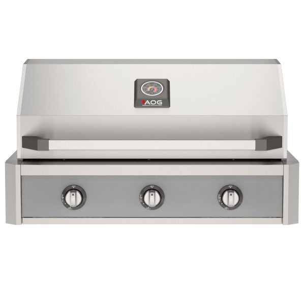 American Outdoor Grill 36-Inch T-Series Built-In Gas Grill with Gray Accent Panel, Premium Stainless Steel 3-Burner Outdoor Grill
