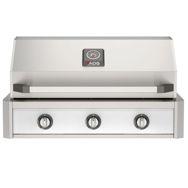American Outdoor Grill 36-Inch T-Series Built-In Gas Grill in Stainless Steel with White Accent Panel, Front View
