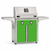 American Outdoor Grill 24-inch T-Series freestanding gas grill with lid closed, green finish, front view on white background
