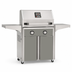 American Outdoor Grill 24-inch T-Series freestanding gas grill with lid closed, grey finish, front view on white background

