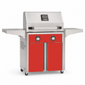 American Outdoor Grill 24-inch T-Series freestanding gas grill with lid closed, red finish, front view on white background

