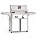 American Outdoor Grill 24-inch T-Series freestanding gas grill with lid closed, white finish, front view on white background
