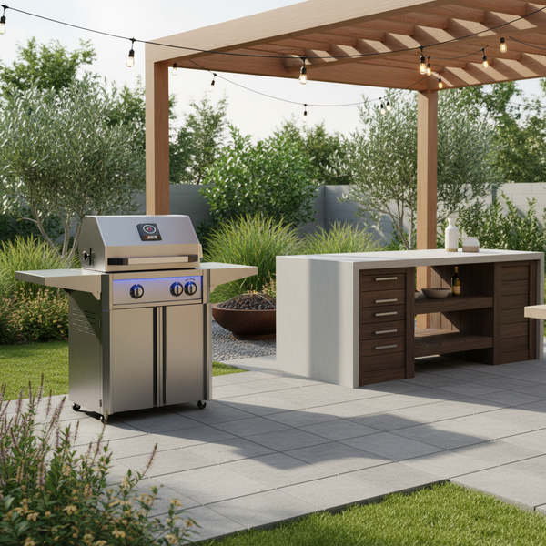 American Outdoor Grill 24-Inch L-Series Freestanding Gas Grill with Backburner & Rotisserie Kit