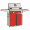 American Outdoor Grill 24-inch L-Series freestanding gas grill with lid closed, red finish, front view on white background


