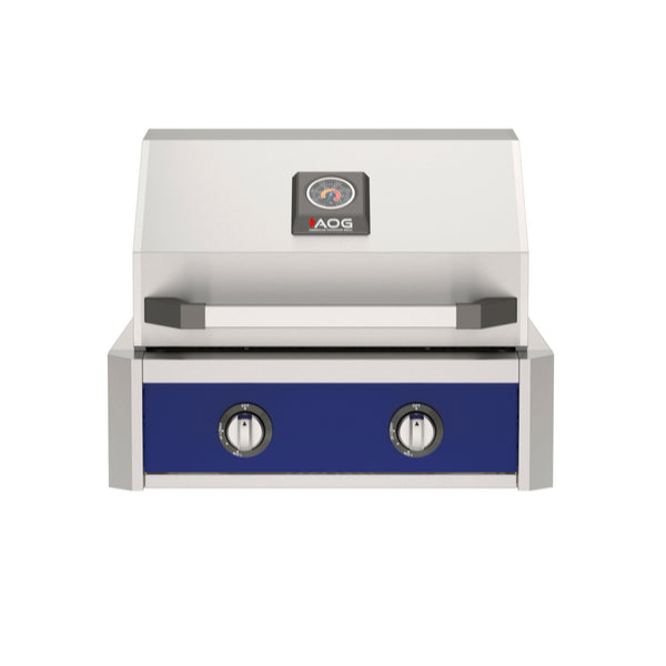  American Outdoor Grill 24-Inch T-Series Built-In Grill with Blue Accent Panel, 2-Burner Stainless Steel Outdoor Kitchen Grill