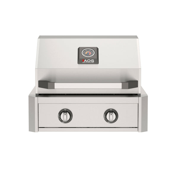 American Outdoor Grill 24-Inch T-Series Built-In Stainless Steel Gas Grill, 2-Burner Built-In Grill with Analog Thermometer, Front View