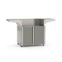 American Outdoor Grill 30-inch portable cart base with gray cabinet door panels, stainless steel frame, fold-down side shelves, 4-wheel casters