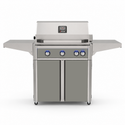 American Outdoor Grill 30-inch L-Series freestanding gas grill with lid closed, grey finish, front view on white background
