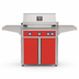 American Outdoor Grill 30-inch L-Series freestanding gas grill with lid closed, red finish, front view on white background
