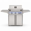 American Outdoor Grill 30-inch L-Series freestanding gas grill with lid closed, stainless steel finish, front view on white background
