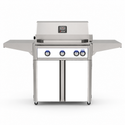 American Outdoor Grill 30-inch L-Series freestanding gas grill with lid closed, white finish, front view on white background
