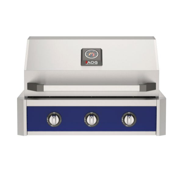  American Outdoor Grill 30-Inch T-Series Built-In Gas Grill with Blue Accent Panel, 3-Burner Outdoor Kitchen Grill