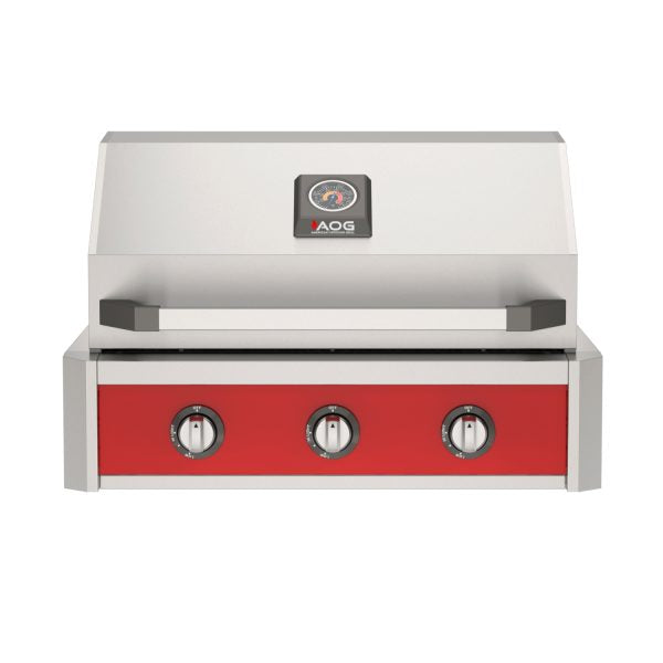  American Outdoor Grill 30-Inch T-Series Built-In Grill with Red Accent Panel, Stainless Steel 3-Burner Gas Grill