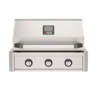 American Outdoor Grill 30-Inch T-Series Built-In Stainless Steel Gas Grill, 3-Burner Built-In Grill with Analog Thermometer, Front View