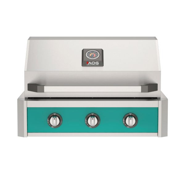 American Outdoor Grill 30-Inch T-Series Built-In Grill with Teal Accent Panel, Stainless Steel Built-In BBQ Grill
