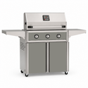 American Outdoor Grill 30-inch T-Series freestanding gas grill with lid closed, grey finish, front view on white background

