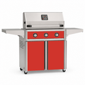 American Outdoor Grill 30-inch T-Series freestanding gas grill with lid closed, red finish, front view on white background
