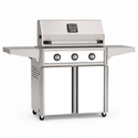 American Outdoor Grill 30-inch T-Series freestanding gas grill with lid closed, white finish, front view on white background

