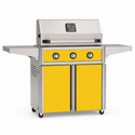 American Outdoor Grill 30-inch T-Series freestanding gas grill with lid closed, yellow finish, front view on white background
