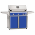 American Outdoor Grill 36-inch L-Series freestanding gas grill with lid closed, blue finish, front view on white background
