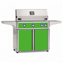 American Outdoor Grill 36-inch L-Series freestanding gas grill with lid closed, green finish, front view on white background

