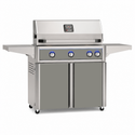 American Outdoor Grill 36-inch L-Series freestanding gas grill with lid closed, grey finish, front view on white background
