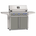 American Outdoor Grill 36-inch L-Series freestanding gas grill with lid closed, grey finish, front view on white background
