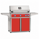 American Outdoor Grill 36-inch L-Series freestanding gas grill with lid closed, red finish, front view on white background
