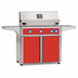 American Outdoor Grill 36-inch L-Series freestanding gas grill with lid closed, red finish, front view on white background
