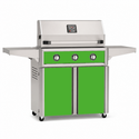 American Outdoor Grill 36-inch T-Series freestanding gas grill with lid closed, green finish, front view on white background
