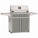 American Outdoor Grill 36-inch T-Series freestanding gas grill with lid closed, grey finish, front view on white background
